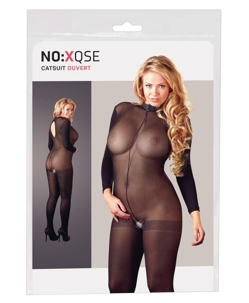 NO:XQSE - Catsuit ouvert - Czarne Otwarte Bodystocking - XL-XXL