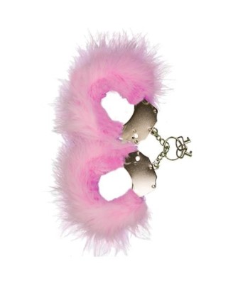 Kajdanki-Śmieszna zabawka-kadanki - Metallic Handcuffs,Feather Cov.. Pink