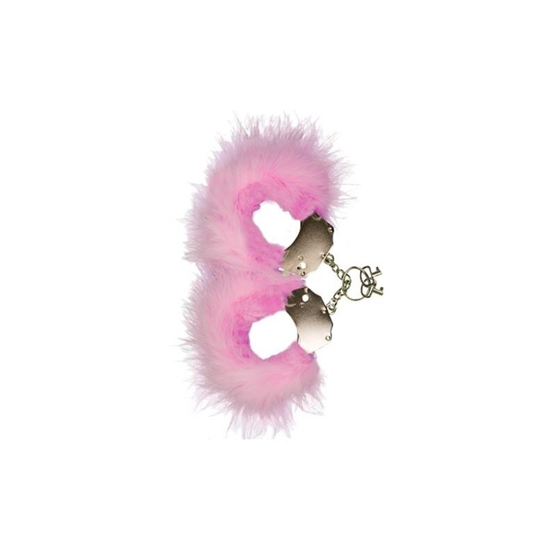 Kajdanki-Śmieszna zabawka-kadanki - Metallic Handcuffs,Feather Cov.. Pink