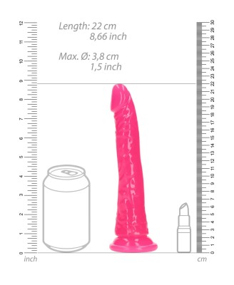 Slim Realistic Dildo with Suction Cup - Glow in the Dark - 8'' / 20 cm