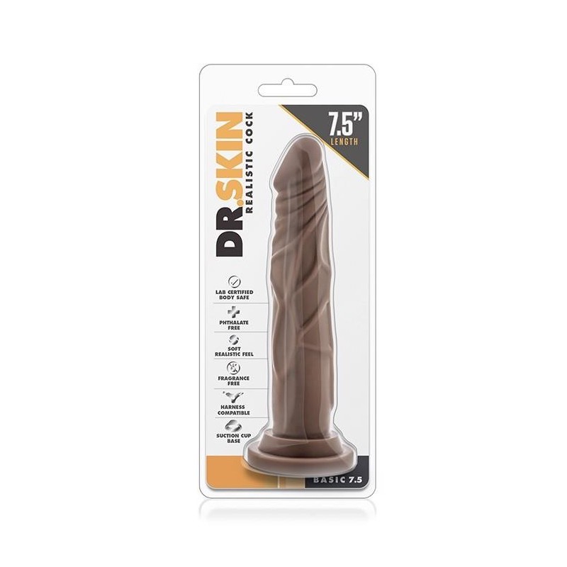 DR. SKIN REALISTIC COCK 7.5 CHOCOLATE