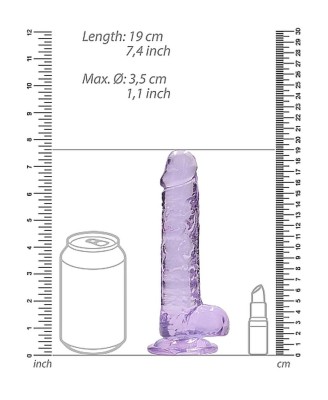 7"" / 18 cm Realistic Dildo With Balls - Purple