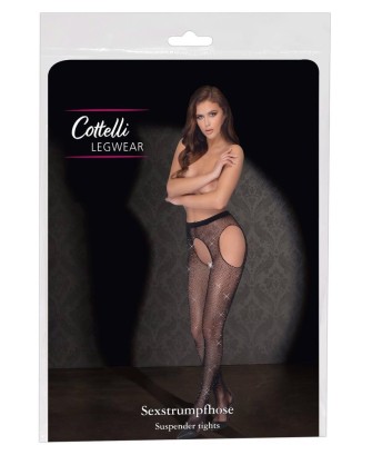 Cottelli Sex Tights Czarne Rajstopy Siateczkowe Otwarte S-L