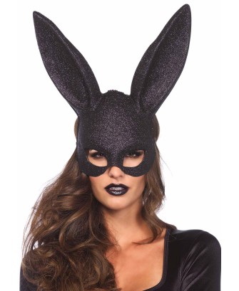 Glitter Masquerade Rabbit Mask Black
