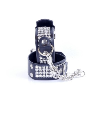Fetish B - Series Handcuffs with cristals 3 cm Silver