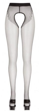 Cottelli Crotchless Tights Czarne Rajstopy Otwarte 4 - 20 Den