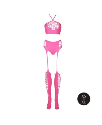 Two Piece with Crop Top and Stockings - Pink - XS/XL