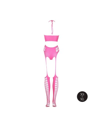 Two Piece with Crop Top and Stockings - Pink - XS/XL
