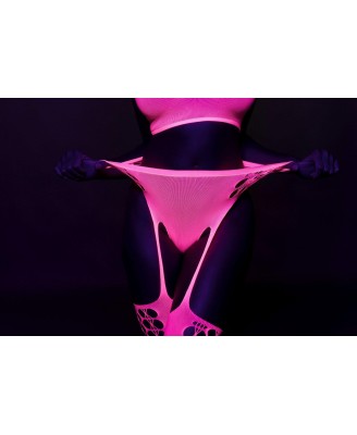 Two Piece with Crop Top and Stockings - Pink - XS/XL