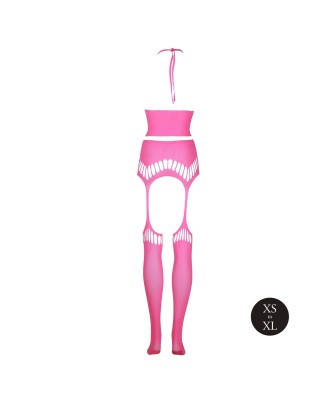 Two Piece with Crop Top and Stockings - Pink - XS/XL