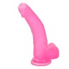 Jelly Studs Crystal Dildo Large - Różowe Dildo z Jądrami i Przyssawką - 20 cm