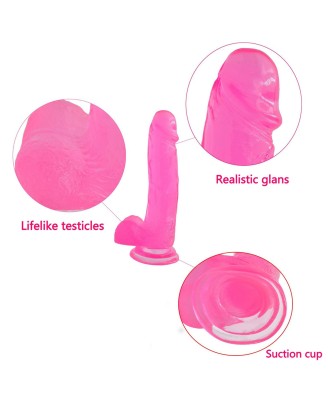 8"" Jelly Studs Crystal Dildo Large Pink