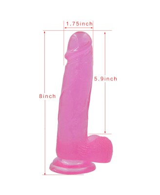 8"" Jelly Studs Crystal Dildo Large Pink