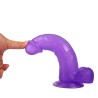 Jelly Studs Crystal Dildo Large - Fioletowe Dildo z Jądrami i Przyssawką - 20 cm