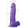 Jelly Studs Crystal Dildo Large - Fioletowe Dildo z Jądrami i Przyssawką - 20 cm