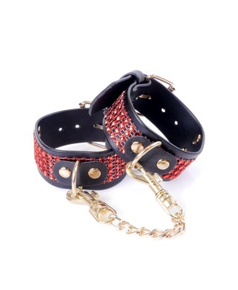 Fetish B - Series Handcuffs with cristals 3 cm Red Line