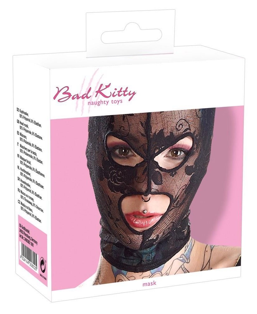Bad Kitty Mask black - Czarna Fetyszowa Kominiarka