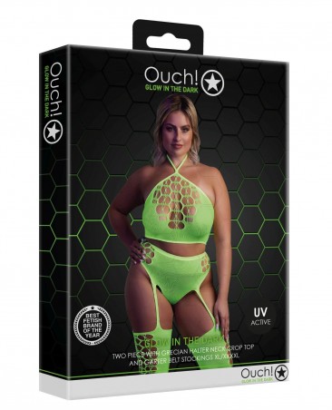 Two Piece with Crop Top and Stockings  XL/XXXXL