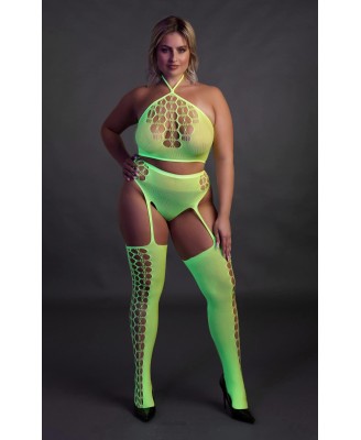 Two Piece with Crop Top and Stockings  XL/XXXXL