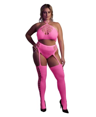 Two Piece with Crop Top and Stockings  XL/XXXXL