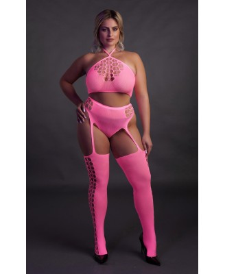 Two Piece with Crop Top and Stockings  XL/XXXXL
