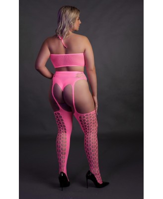 Two Piece with Crop Top and Stockings  XL/XXXXL