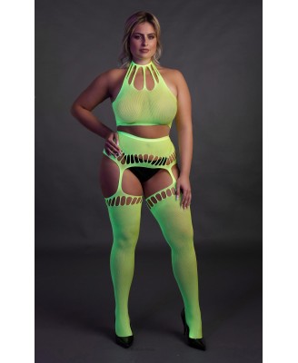 Two Piece with Crop Top and Stockings  XL/XXXXL