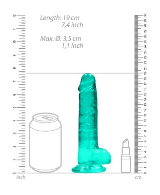7"""" / 19 cm Realistic Dildo With Balls - Turquoise