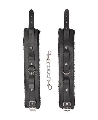 Plush Bonded Leather Ankle Cuffs - With Adjustable Straps