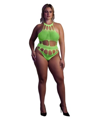 Body with Grecian Neckline - Neon Green - XL/XXXXL