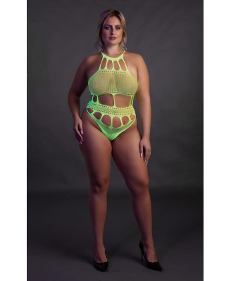 Body with Grecian Neckline - Neon Green - XL/XXXXL