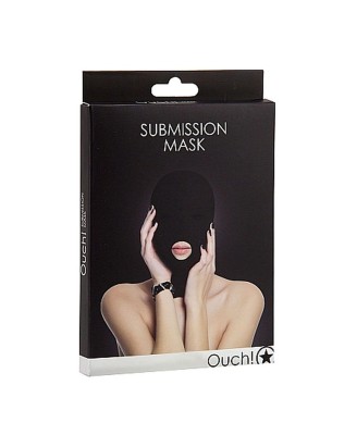 Ouch! - Submission Mask - Czarna Fetyszowa Kominiarka z Otworem na Usta