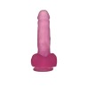 Jelly Studs Crystal Dildo Medium - Różowe Dildo z Jądrami i Przyssawką - 18 cm