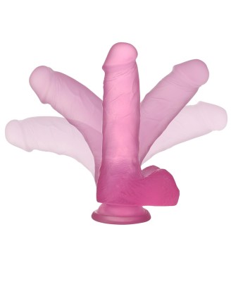Jelly Studs Crystal Dildo Medium - Różowe Dildo z Jądrami i Przyssawką - 18 cm