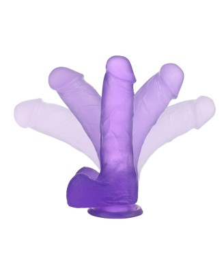 Jelly Studs Crystal Dildo Medium - Fioletowe Dildo z Jądrami i Przyssawką - 18 cm