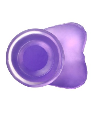 Jelly Studs Crystal Dildo Medium - Fioletowe Dildo z Jądrami i Przyssawką - 18 cm