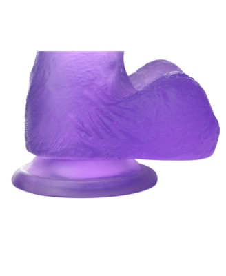 Jelly Studs Crystal Dildo Medium - Fioletowe Dildo z Jądrami i Przyssawką - 18 cm