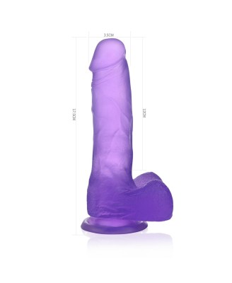 Jelly Studs Crystal Dildo Medium - Fioletowe Dildo z Jądrami i Przyssawką - 18 cm