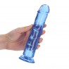 REALROCK CRYSTAL CLEAR - Dildo z Przyssawką - Niebieskie - 20 cm
