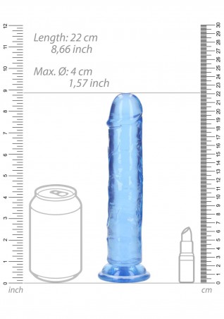 REALROCK CRYSTAL CLEAR - Dildo z Przyssawką - Niebieskie - 20 cm