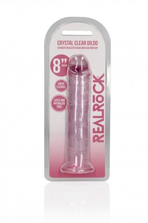 REALROCK CRYSTAL CLEAR - Dildo z Przyssawką - Różowe - 20 cm