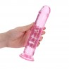 REALROCK CRYSTAL CLEAR - Dildo z Przyssawką - Różowe - 20 cm