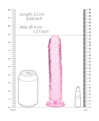 REALROCK CRYSTAL CLEAR - Dildo z Przyssawką - Różowe - 20 cm