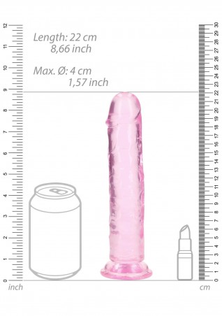 REALROCK CRYSTAL CLEAR - Dildo z Przyssawką - Różowe - 20 cm