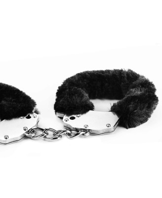 Fetish Pleasure Fluffy Handcuffs Black