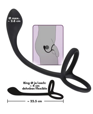 Black Velvets Cock + Ball ring - Korek Analny z Pierścieniem Erekcyjnym