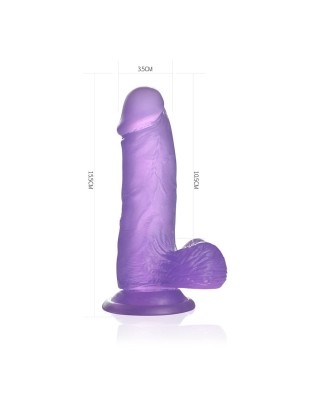 Jelly Studs Crystal Dildo Small - Fioletowe Dildo z Jądrami i Przyssawką - 15 cm