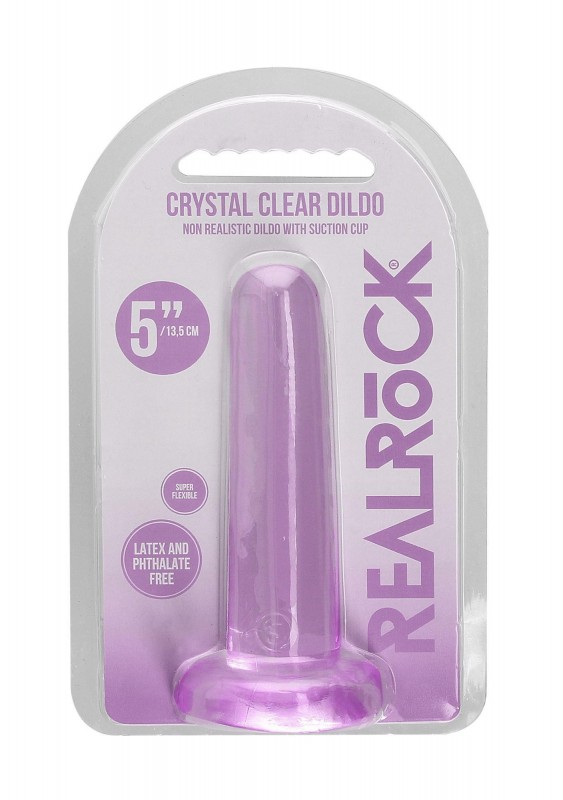 REALROCK CRYSTAL CLEAR - Dildo z Przyssawką - Róż - 13,5 cm