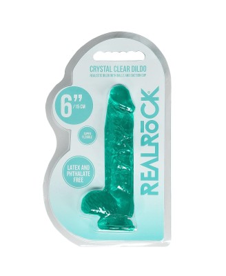 6"""" / 15 cm Realistic Dildo With Balls - Turquoise