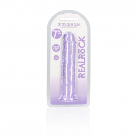 REALROCK CRYSTAL CLEAR - Dildo z Przyssawką - Fiolet - 18 cm